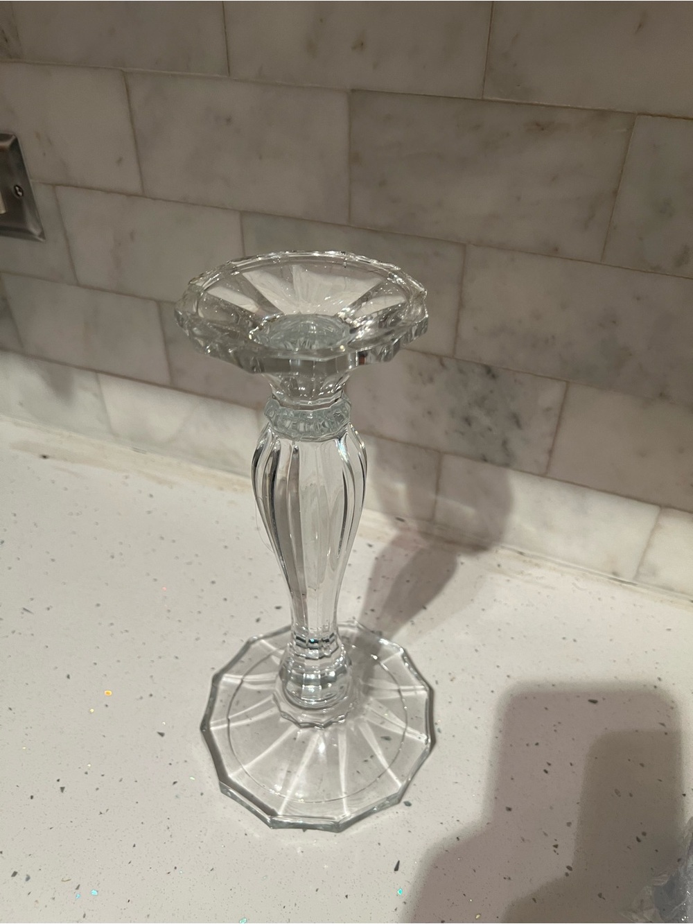 Glass Crystal Candlestick Holder - Clear